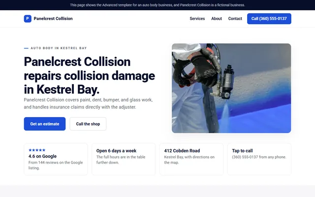 A demo website for a fictional business in automotive.